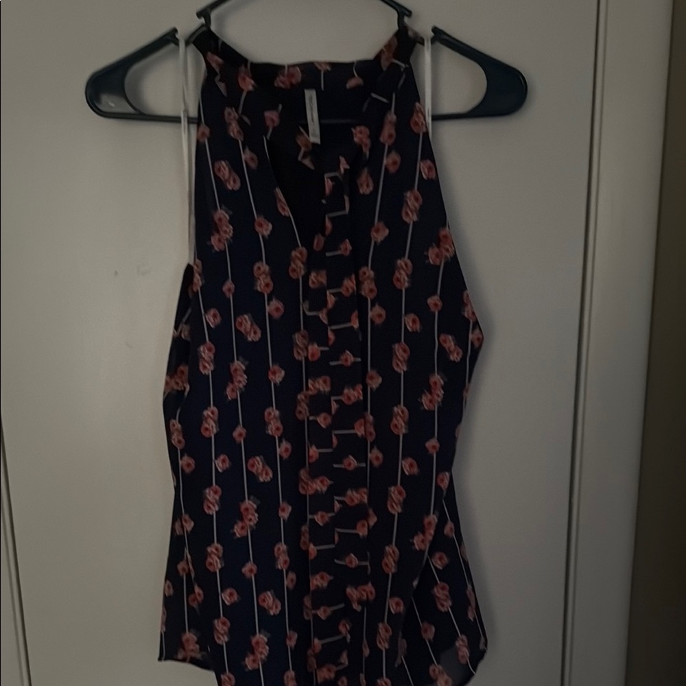 Vibrant Blue and Orange Patterned Sleeveless Tank Top